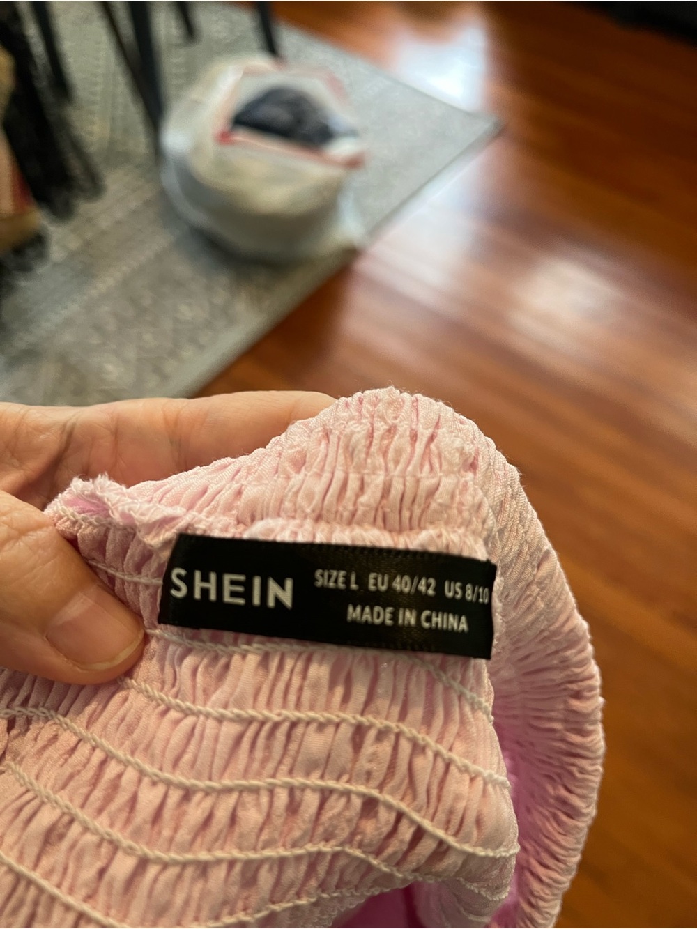 SHEIN Pink Smocked Waist Tiered Ruffle Mini Skirt - Picture 3 of 3